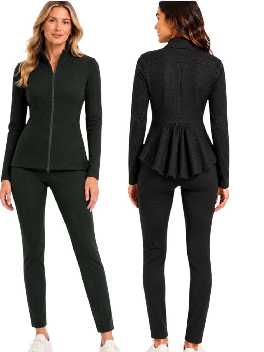 Sno Skins Peplum Full Zip Jacket with Leggings 2 Piece Set Green Size S